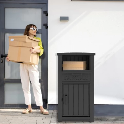 Syemin Deck Boxes 48 Gallon Package Delivery Boxes, Lockable Outdoor Storage Box, Large Package Delivery Waterproof Deck Box, Black, 44.1"*24.2"*18.6" 1 Syemin Deck Boxes 48 Gallon Package Delivery Boxes, Lockable Outdoor Storage Box, Large Package Delivery Waterproof Deck Box, Black, 44.1"*24.2"*18.6"