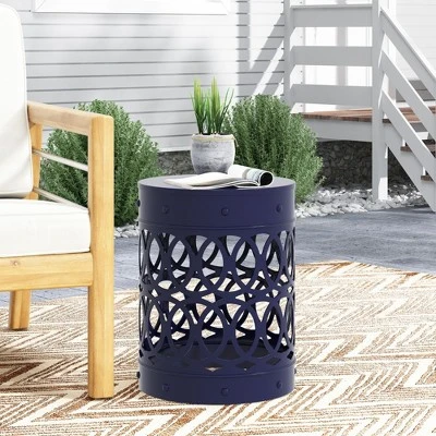 Syemin Patio End Tables Accent Side End Table For Outdoor And Indoor, Garden, Backyard Use, Special Design, Blue, 13.75"*13.75"*18" 5 Syemin Patio End Tables Accent Side End Table For Outdoor And Indoor, Garden, Backyard Use, Special Design, Blue, 13.75"*13.75"*18" - Image 5
