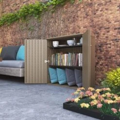 Syemin Storage Shed, Waterproof Storage Shed, Double Shelves For Cleaning Tools And Garden Accessories, Brown, 34.3"*15"*36.2" -Furniture GUEST 2b005fe1 cd6f 4346 88df e9ed13b530c2