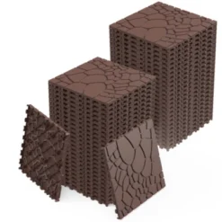 Syemin Carpet Tiles 44pcs Stone Texture Patio Deck Tiles, DIY Module Tiles Floor Tile For Porch Poolside Balcony Backyard, Brown, 12"*12"*0.8" -Furniture GUEST 2b6d737d 003d 4013 b712 54add9dea2bf
