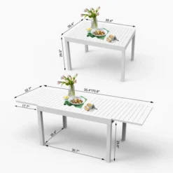 Syemin Patio End Tables Rectangular Outdoor Coffee Table,Modern Industrial Style,for Spaces Patio House Balcony,Black,70.8"*32.7"*29.5"