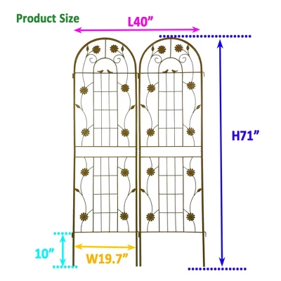 Syemin Patio Decorative Screens, Iron Arch Decoration Garden Trellis, For Outdoor For Climbing Plants Support, Flowerbed, Brown, 40"*19.7"*71" 4 Syemin Patio Decorative Screens, Iron Arch Decoration Garden Trellis, For Outdoor For Climbing Plants Support, Flowerbed, Brown, 40"*19.7"*71" - Image 4