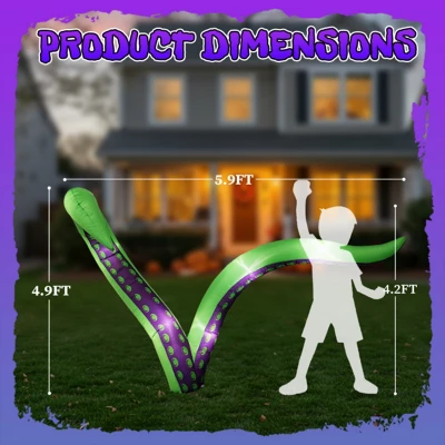 Syemin Inflatable Holiday Decorations 2 Pack Halloween Inflatable Octopus Tentacles Outdoor Decor Blow Up Hanging Decoration, Green, 72"*50"*60" 1 Syemin Inflatable Holiday Decorations 2 Pack Halloween Inflatable Octopus Tentacles Outdoor Decor Blow Up Hanging Decoration, Green, 72"*50"*60"