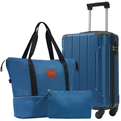 Syemin Bag And Luggage Sets Hardshell Luggage Sets 3 Piece Carry-on Suitcases With Wheels Durable Travel Luggage, Blue, 13.8"*21.5"*8.3" 5 Syemin Bag And Luggage Sets Hardshell Luggage Sets 3 Piece Carry-on Suitcases With Wheels Durable Travel Luggage, Blue, 13.8"*21.5"*8.3" - Image 5