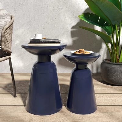 Syemin Patio End Tables Accent Side End Table For Outdoor And Indoor, Garden, Backyard Use, Special Design, Blue, 15"*15"*20.75" 5 Syemin Patio End Tables Accent Side End Table For Outdoor And Indoor, Garden, Backyard Use, Special Design, Blue, 15"*15"*20.75" - Image 5