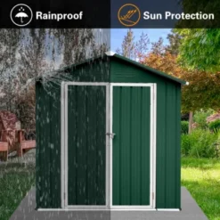 Syemin Storage Sheds Outdoor Storage Sheds 6ftx4ft Apex Roof Waterproof Garden Storage Shed With Lockable Door, Green, 70.1"*46.4"*75.6" -Furniture GUEST 2df19de1 da2b 4570 bf00 9466356a003d