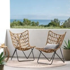 Syemin Patio Modern Accent Chairs, Outdoor Conversation Chairs, With Leisure Used, For Backyard, Garden, Beige, 25.25"*34"*36" -Furniture GUEST 2e36633d 42fa 4b1b ae18 0e6e35475bfe