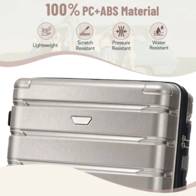 Syemin Luggage Hardshell Luggage Set 3 Piece Durable ABS And PC Travel Suitcase With Spinner Wheels For Men Women, Gray, 19.5"*11.3"*"29.4 1 Syemin Luggage Hardshell Luggage Set 3 Piece Durable ABS And PC Travel Suitcase With Spinner Wheels For Men Women, Gray, 19.5"*11.3"*"29.4