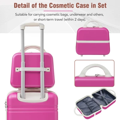Syemin 3 PCS Bag And Luggage Sets, With Spinner Wheels And Zippers Lightweight Suitcase, For Business Trips And Travel, Pink, 17.7"*11.2"*26.4" 2 Syemin 3 PCS Bag And Luggage Sets, With Spinner Wheels And Zippers Lightweight Suitcase, For Business Trips And Travel, Pink, 17.7"*11.2"*26.4" - Image 2