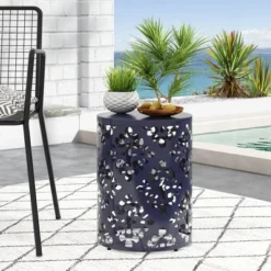 Syemin Patio End Tables, Stylish End Tables For Indoor And Outdoor Use, Ideal For Gardens, Backyard, With Special Design, Blue, 13.75"*13.75"*18" -Furniture GUEST 314d25a9 c958 4d70 a642 a024cf35ce61