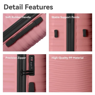 Syemin Luggage 3 Piece Hardside Luggage Set With Spinner Wheels, TSA Locks, Lightweight ABS Suitcases (20"/24"/28"), Pink, 21.46"*12.01"*30.51"" 4 Syemin Luggage 3 Piece Hardside Luggage Set With Spinner Wheels, TSA Locks, Lightweight ABS Suitcases (20"/24"/28"), Pink, 21.46"*12.01"*30.51"" - Image 4