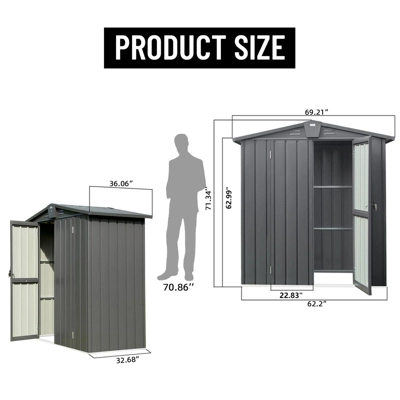 Syemin Deck Boxes Durable, Horizontal Compact Storage Shed For Garden, Backyard, Patio, Closet Deck Box, Gray, 69.21"*32.68"*71.34" 4 Syemin Deck Boxes Durable, Horizontal Compact Storage Shed For Garden, Backyard, Patio, Closet Deck Box, Gray, 69.21"*32.68"*71.34" - Image 4
