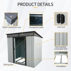 Syemin Storage Sheds 6ft X 5ft Outdoor Metal Storage Shed With Lockable Sliding Doors And Transparent Plate For Garden, Lawn, Black, 72.5"*55.75"*71" -Furniture GUEST 3227741b ead2 48db 91e2 76e2c22de496