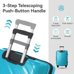 Syemin Luggage Lightweight 3 PCS Premium Abs Luggage Set Suitcase Set With Silent Spinner Wheels Carry On Luggage, Blue, 21.65"*13.19"*31.1"