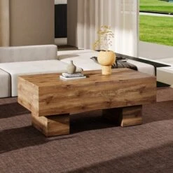 Syemin Patio End Tables, Faux Wood Design Coffee Table For Living Room, Patio, Bedroom, Brown, 43.3"*21.6"*17.2" 9 Syemin Patio End Tables, Faux Wood Design Coffee Table For Living Room, Patio, Bedroom, Brown, 43.3"*21.6"*17.2" -Furniture GUEST 33f00d3b bd14 475f 83d2 ed572c400219