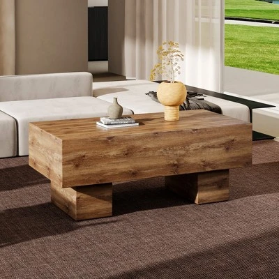 Syemin Patio End Tables, Faux Wood Design Coffee Table For Living Room, Patio, Bedroom, Brown, 43.3"*21.6"*17.2" 4 Syemin Patio End Tables, Faux Wood Design Coffee Table For Living Room, Patio, Bedroom, Brown, 43.3"*21.6"*17.2" - Image 4