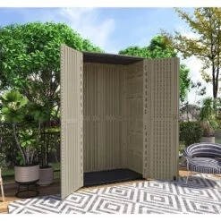 Syemin Outdoor Storage Shed, Vertical Tall Tool Shed With Five Shelves, Lockable Door For Patio, Backyard And Lawn, Brown, 50"*82"*29" -Furniture GUEST 36aa8dc7 e421 467f b7cd c33cf52b6bf7