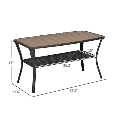 Syemin Patio End Table, Rectangular Outdoor Dining Table With All-Weather Faux Wood Top For Garden, Lawn, Patio, Brown, 43.3"*23.6"*22" 5 Syemin Patio End Table, Rectangular Outdoor Dining Table With All-Weather Faux Wood Top For Garden, Lawn, Patio, Brown, 43.3"*23.6"*22" - Image 5