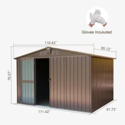 Syemin Deck Boxes Durable, Horizontal Compact Storage Shed For Garden, Backyard, Patio, Closet Deck Box, Brown, 118.43"*95.12"*76.57" -Furniture GUEST 37d64417 9da3 41e2 a991 309d87ebabf3