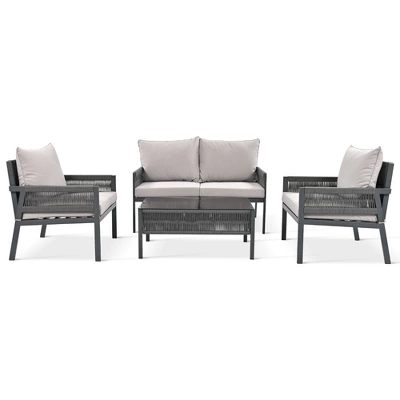 Syemin Patio Seating Sets, Sophisticated Seating Set, Add Elegance Outdoor Space, Perfect For Leisurely Garden Retreats, Gray, 48"*27.8"*30.1" 5 Syemin Patio Seating Sets, Sophisticated Seating Set, Add Elegance Outdoor Space, Perfect For Leisurely Garden Retreats, Gray, 48"*27.8"*30.1" - Image 5