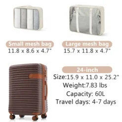 Syemin Luggage 24" Hardshell Carry-On Luggage, Lightweight Durable ABS Suitcase With Spinner Wheels 2 Packing Cubes, Brown, 16"*11"*25.2" 9 Syemin Luggage 24" Hardshell Carry-On Luggage, Lightweight Durable ABS Suitcase With Spinner Wheels 2 Packing Cubes, Brown, 16"*11"*25.2" -Furniture GUEST 396ef304 16ff 4bd4 ac67 0989a153872d
