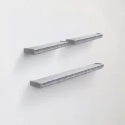 Syemin Decorative Wall Shelf 3 Set Floating Shelves Wall Mounted Wood Shelves Wall Decor Storage Picture Ledge Shelf, Grey, 23.62"*5.91"*1.57"