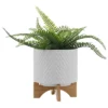 Syemin Planters Planter With Stand, Decorative Plant Pots For Living Room, Garden, Balcony, Home Decor, White 12"*12"*14"