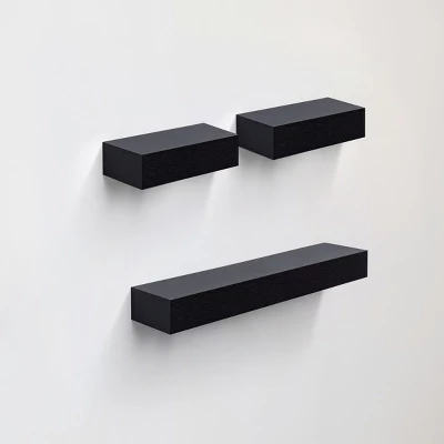 Syemin Decorative Wall Shelf Floating Shelves Wall Mounted Set Of 3 Rustic Wood Wall Storage Shelves Decor Hanging Shelves, Black, 23.62"*4.92"*1.97" 1 Syemin Decorative Wall Shelf Floating Shelves Wall Mounted Set Of 3 Rustic Wood Wall Storage Shelves Decor Hanging Shelves, Black, 23.62"*4.92"*1.97"