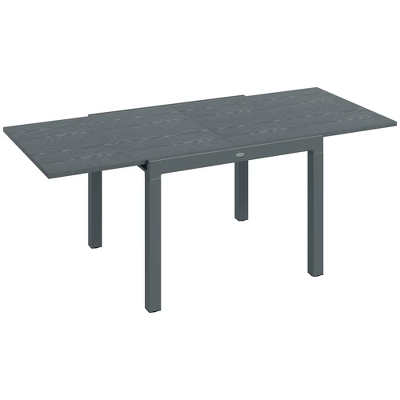 Syemin Patio End Table, Rectangular Outdoor Dining Table With All-Weather Faux Wood Top For Garden, Lawn, Patio, Gray, 30.5"*82.7"*37.4" 2 Syemin Patio End Table, Rectangular Outdoor Dining Table With All-Weather Faux Wood Top For Garden, Lawn, Patio, Gray, 30.5"*82.7"*37.4" - Image 2