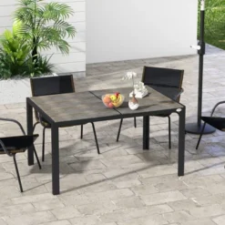 Syemin Patio End Table, Rectangular Outdoor Dining Table With All-Weather Faux Wood Top For Garden, Lawn, Patio, Gray, 39.7"*55"*35.5" 9 Syemin Patio End Table, Rectangular Outdoor Dining Table With All-Weather Faux Wood Top For Garden, Lawn, Patio, Gray, 39.7"*55"*35.5" -Furniture GUEST 3b21017c d250 400f 8344 d7a1e7726b2f