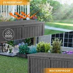 Syemin Deck Box, 120GAL Outdoor Storage Box, Patio Gardening Tools, Water And UV Resistant For Patio, Garden, Lawn, Black, 54.25"*26.5"*24.21" 8 Syemin Deck Box, 120GAL Outdoor Storage Box, Patio Gardening Tools, Water And UV Resistant For Patio, Garden, Lawn, Black, 54.25"*26.5"*24.21" -Furniture GUEST 3d392bc3 dc6d 478f 81b2 41a5ad9584c5