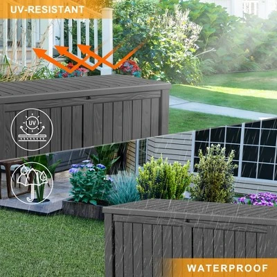 Syemin Deck Box, 120GAL Outdoor Storage Box, Patio Gardening Tools, Water And UV Resistant For Patio, Garden, Lawn, Black, 54.25"*26.5"*24.21" 4 Syemin Deck Box, 120GAL Outdoor Storage Box, Patio Gardening Tools, Water And UV Resistant For Patio, Garden, Lawn, Black, 54.25"*26.5"*24.21" - Image 4