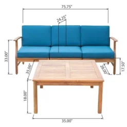 Syemin Patio Seating Sets Outdoor, Featuring Unique Design, Ideal For Chats, Perfect For Gardens, Living Spaces, Blue, 75.75"*28.25"*33" -Furniture GUEST 3d45c38d 827c 4d57 a6ba 1260091143f4