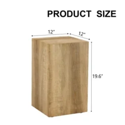 Syemin Patio End Tables, Faux Wood Design Coffee Table For Living Room, Patio, Bedroom, Brown, 12"*12"*19.6"