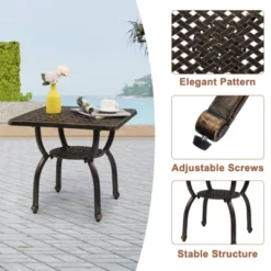 Syemin Patio End Tables, Modern Decorative Side Tables, Stylish Design For Patio, Living Room, Indoor And Outdoor Use, Black, 21.2"*21.2"*19.2" -Furniture GUEST 3e356b2b f7b2 40fd b42c 9cde86226876