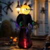 Syemin Inflatable Holiday Decorations 7' Halloween Inflatable Outdoor Decoration Reaper Ghost Pumpkin, Blow Up Yard Decor, Black, 43.3"*26"*82.8"
