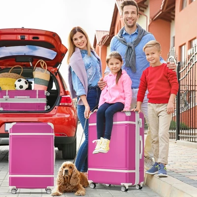 Syemin 3 PCS Bag And Luggage Sets, With Spinner Wheels And Zippers Lightweight Suitcase, For Business Trips And Travel, Pink, 17.7"*11.2"*26.4" 1 Syemin 3 PCS Bag And Luggage Sets, With Spinner Wheels And Zippers Lightweight Suitcase, For Business Trips And Travel, Pink, 17.7"*11.2"*26.4"