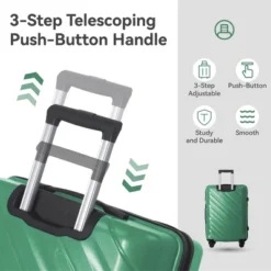 Syemin Luggage 3-Piece Luggage Sets (20", 24", 28"), Suitcase With Wheels, Hardside Suitcase With 4 Spinner Wheels, Green, 21.65"*13.19"*31.1"