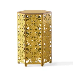 Furniture 13 Syemin Patio End Tables Accent Side End Table For Outdoor And Indoor, Garden, Backyard Use, Special Design, Gold, 14.25"*12.25"*22"
