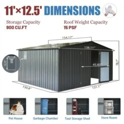 Syemin Deck Boxes Durable, Horizontal Compact Storage Shed For Garden, Backyard, Patio, Closet Deck Box, Silver, 138.11"*150.8"*78.7" -Furniture GUEST 42d820a2 4170 497a a603 528028f6edd6