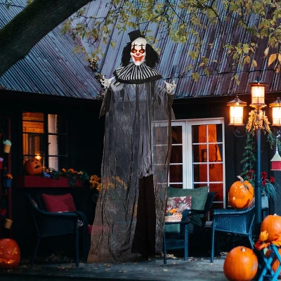 Syemin Decorative Holiday Mannequins Outdoor Halloween Decoration Classic Striped Clown Outdoor Halloween Decoration, Black, 43.3"*7.1"*72" 1 Syemin Decorative Holiday Mannequins Outdoor Halloween Decoration Classic Striped Clown Outdoor Halloween Decoration, Black, 43.3"*7.1"*72"