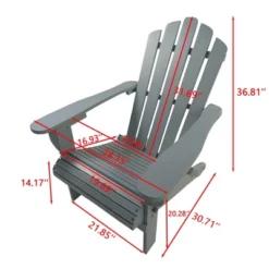 Syemin Wooden Folding Adirondack Chair, Casual Patio Chair With Wood Grain For Patio, Yard, Garden, Gray, 28.35"*30.71"*36.81" -Furniture GUEST 450f2780 81e8 4997 ad78 39c7c1a89947