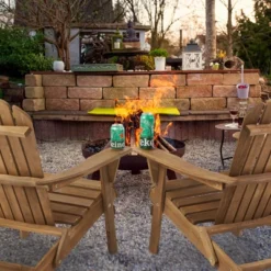 Syemin Patio Accent Chairs 2PCS, Folding Adirondack Chair, Wooden Decorative Lounge Furniture For Patio, Yard, Brown, 19.5"*31"*36" -Furniture GUEST 45460002 0e4c 4728 b423 83dfa85043a9