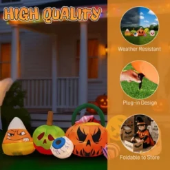 Syemin Decorative Holiday Scene Props 8FT Halloween Inflatables Pumpkins Eyeball Candy Outdoor Decor, Blow Up Yard Decor, Multicolored, 96"*30"*30" -Furniture GUEST 473ea829 28fc 4229 a6e4 b57b23a056e6