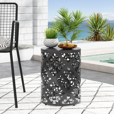 Syemin Patio End Tables Accent Side End Table For Outdoor And Indoor, Garden, Backyard Use, Special Design, Black, 13.75"*13.75"*18" 5 Syemin Patio End Tables Accent Side End Table For Outdoor And Indoor, Garden, Backyard Use, Special Design, Black, 13.75"*13.75"*18" - Image 5