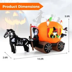 Syemin Inflatable Holiday Decorations Halloween Inflatable Carriage Inflatable Decoration Halloween Inflatable Decor, Orange, 120"*30"*72"