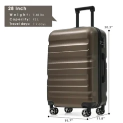 Syemin Luggage 28" Luggage, Hardshell ABS Suitcase With Spinner Wheels Lightweight Durable Large Capacity Travel Luggage, Brown, 19.7"*11.8"*30.3" -Furniture GUEST 498c3b00 090e 41f6 85e1 9bf5a402ba7e