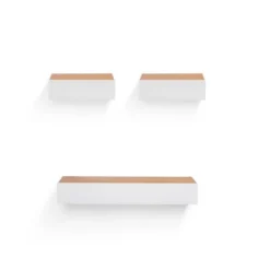 Syemin Decorative Wall Shelf Wall Floating Shelves Wall Wood Decor Storage Shelves Wall Mounted Shelf Storage Hanging Shelf, Beige, 23.62"*5.91"*2.36"