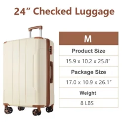 Syemin Luggage Hardshell Luggage, Lightweight Durable ABS Suitcase With Double Spinner Wheels 24" Travel Carry-On Luggage, Brown, 15.9"*10.2"*25.8" 8 Syemin Luggage Hardshell Luggage, Lightweight Durable ABS Suitcase With Double Spinner Wheels 24" Travel Carry-On Luggage, Brown, 15.9"*10.2"*25.8" -Furniture GUEST 4bdeece6 a48e 49c3 bb31 d4817f5ad174