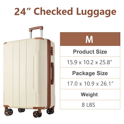 Syemin Luggage Hardshell Luggage, Lightweight Durable ABS Suitcase With Double Spinner Wheels 24" Travel Carry-On Luggage, Brown, 15.9"*10.2"*25.8" 4 Syemin Luggage Hardshell Luggage, Lightweight Durable ABS Suitcase With Double Spinner Wheels 24" Travel Carry-On Luggage, Brown, 15.9"*10.2"*25.8" - Image 4
